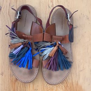 ISABEL MARANT leather sandals with Pom Pom